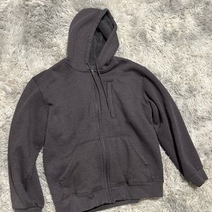 Fuzzy Grey Zip Up Sweater